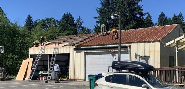 Old roof coming down