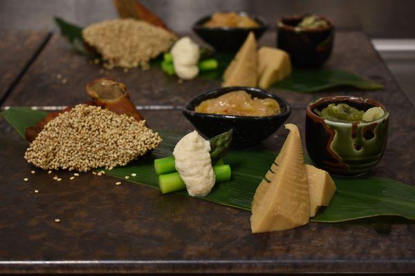 An Appetizer course for an Omakase party.