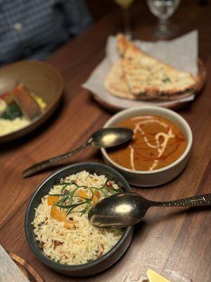 Dhal Makhani, rice and garlic naan that came with the main course