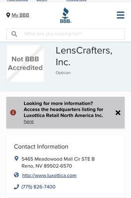 No BBB accreditation photo