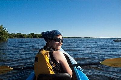 Caroline kayaking with Big Pine Kayak Adentures