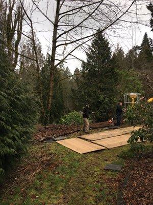 The care taken to move equipment over our septic system