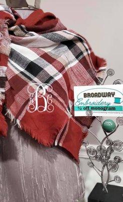 monogrammed blanket scarves