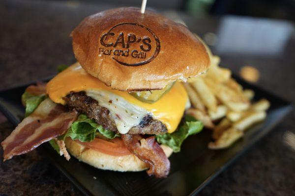 Our delicious Caps Signature Burger!