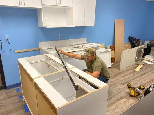 Working on kitchen construction