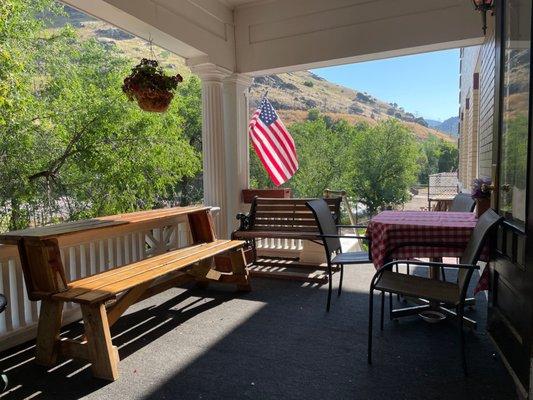 Back porch where you can enjoying breakfast