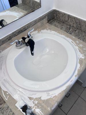 Work process. No noise, mess, or odor. Your sink will look like new.