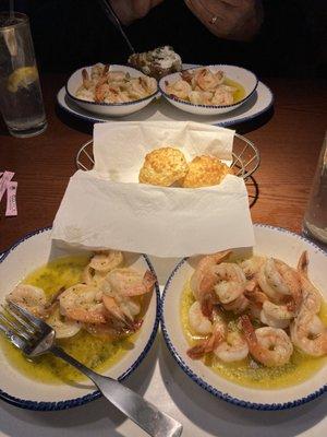 Shrimp scampi and biscuits