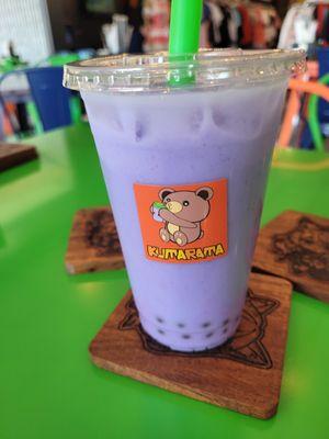 Taro Milk Tea with Honey Bursting Boba! nom