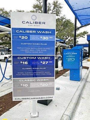 Caliber offers single washes starting at $10 and Limitless washes which allow you to wash your vehicle all month long for one low price.