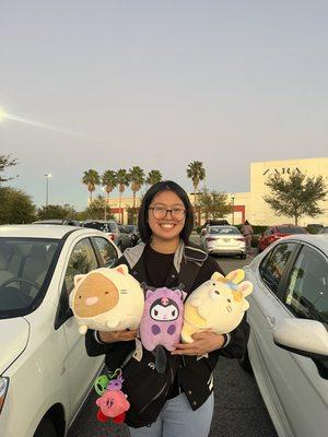 plushies we won including the keychains