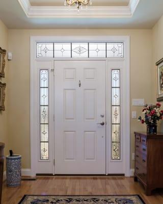 Perfect answer for privacy by your entryway!  We remove nothing by adding our custom glass to your glass!