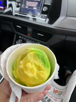 Pineapple and lime Italian ice