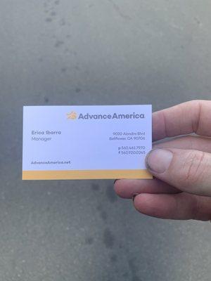 Advance America Business Card