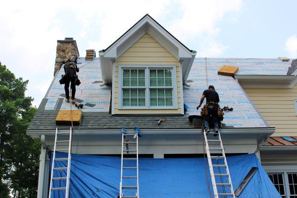 Roof installation in progress