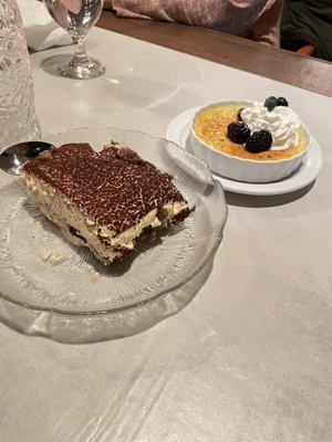 Ginormous slab of tiramisu and creme brûlée