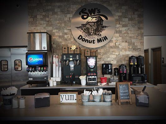 View of the counter area at SW's Donut Mill