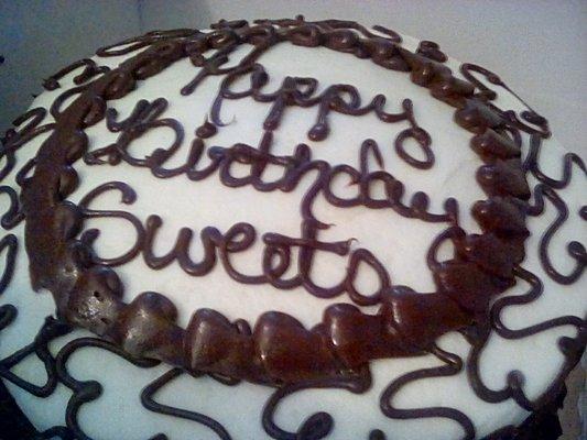 My beautiful birthday cake. "Sweets" is my husband's nickname for me :)