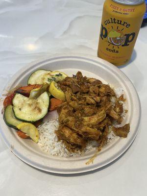 Chicken tikka masala and roasted vegetables