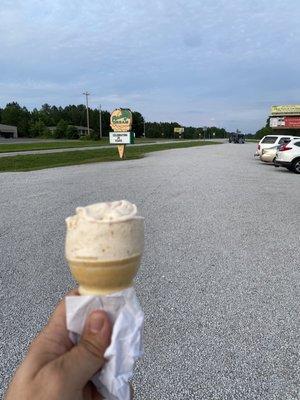 Homemade peach ice cream