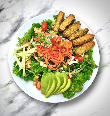 Green Goddess Salad with organic tempeh at Variable cafe