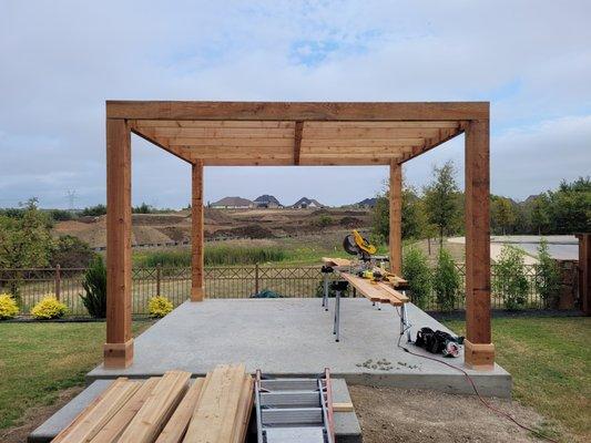 Building a modern style pergola for some great customers in Northlake, Texas.