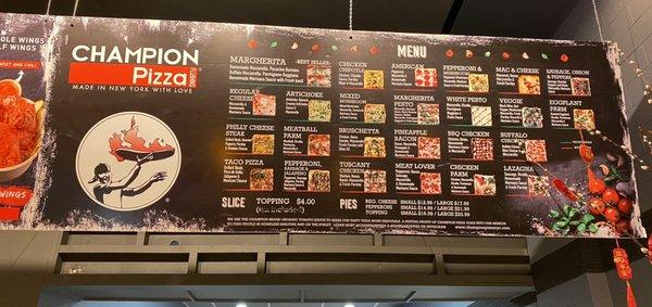 Pizza Menu