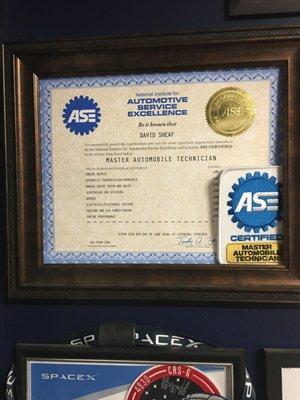 We have ASE certified Master Tecs.