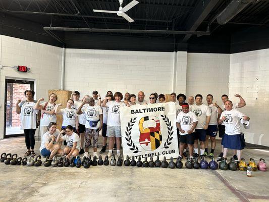 Moving party / group farmers walk to the new gym