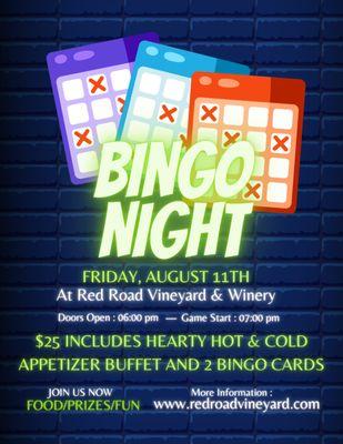 Who doesn't love Bingo! Friday August 11th! Reserve your spot here!!

https://square.link/u/LwBQfVcQ