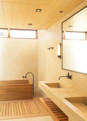 Hotel rooms: Halila Stone bathroom- walls, floor, vanity. (Malibu, CA)