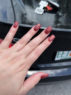 Glitter red acrylic