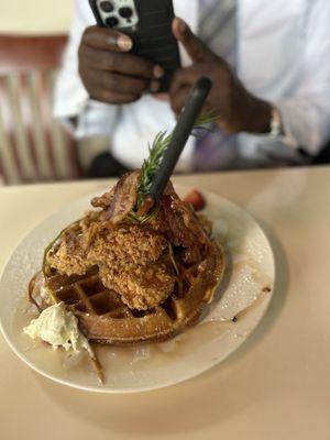 Chicken & Bacon Waffle Tower