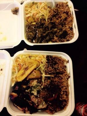 Curry Goat and Jerk Chicken Plates. Lots of great food!