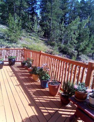 Deck stained by Arrow Painting in September 2020, Black Hawk, CO.