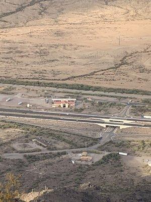 View of the Picacho Travel Center from the peak