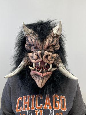 Demonic! #blackfurdemon #demon #demonicmask #movingmouthmask #latexmask