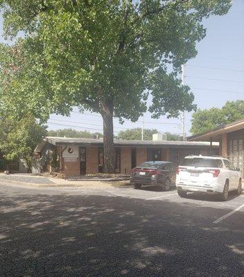 Parking lot and front of building