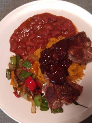 Tasty Cherry Habanero Over Lamb Stk with Turmeric Seasoned Basmati Rice &Colorado Red Beans!