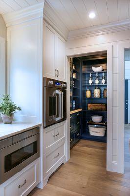 Navy pantry in Cape Cod kitchen