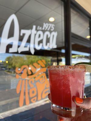 Hibiscus margarita with tajin rim.