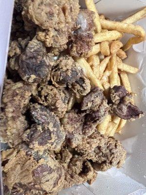 Chicken gizzard and chicken liver $12.99 plus two sides