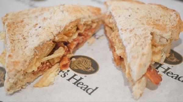 Potato Chip Crunch: Potato Chips, Bacon and Peanut Butter on Multigrain Bread.