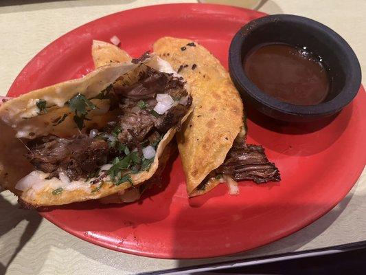 Tender beef, onions and cilantro. SO good!