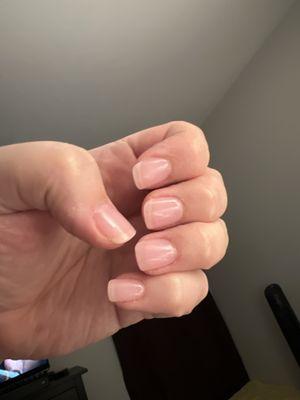 Powder dip over natural nails.