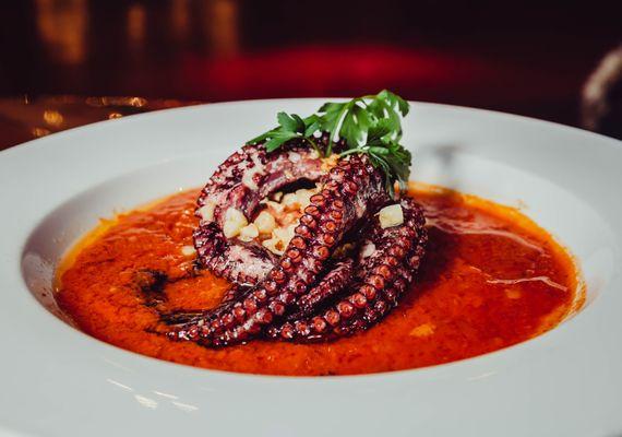 PULPO ENOJADO The angry octopus monthly special dish Cooked with our homemade spicy hot sauce served with white rice, grill vegetables