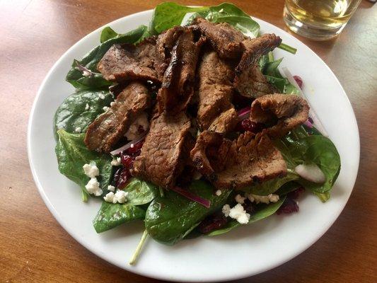 Salad with steak added