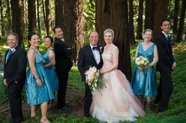 A picture after the wedding of the bridal party. Nancy did an outstanding job on the bridesmaid's dresses!