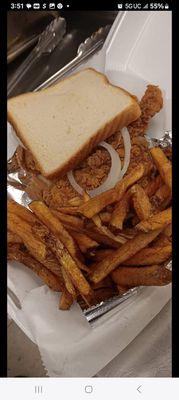 Tripe sandwich  only cooked upon order   no pull,onions, mustard, pickels, and hot sauce  on the side ,fresh cut fries