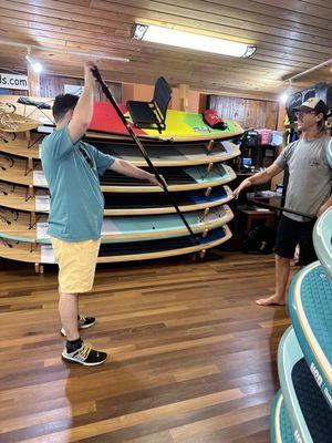 Owner showing me how to paddle